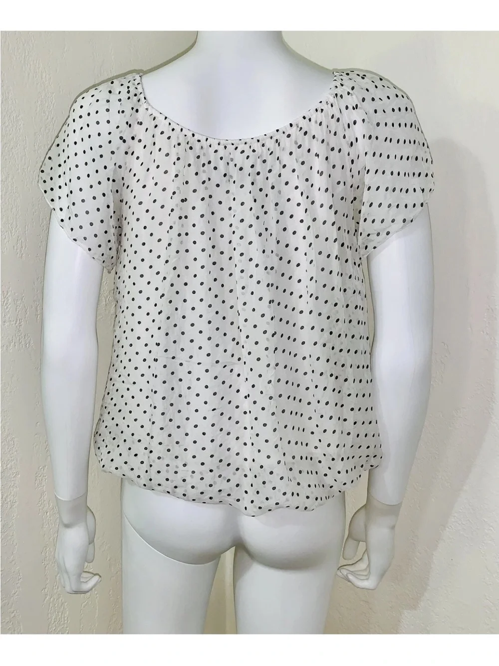 Luisa Ricci White Silk Polka Dot Short Sleeve Blouse S - Picture 6 of 11